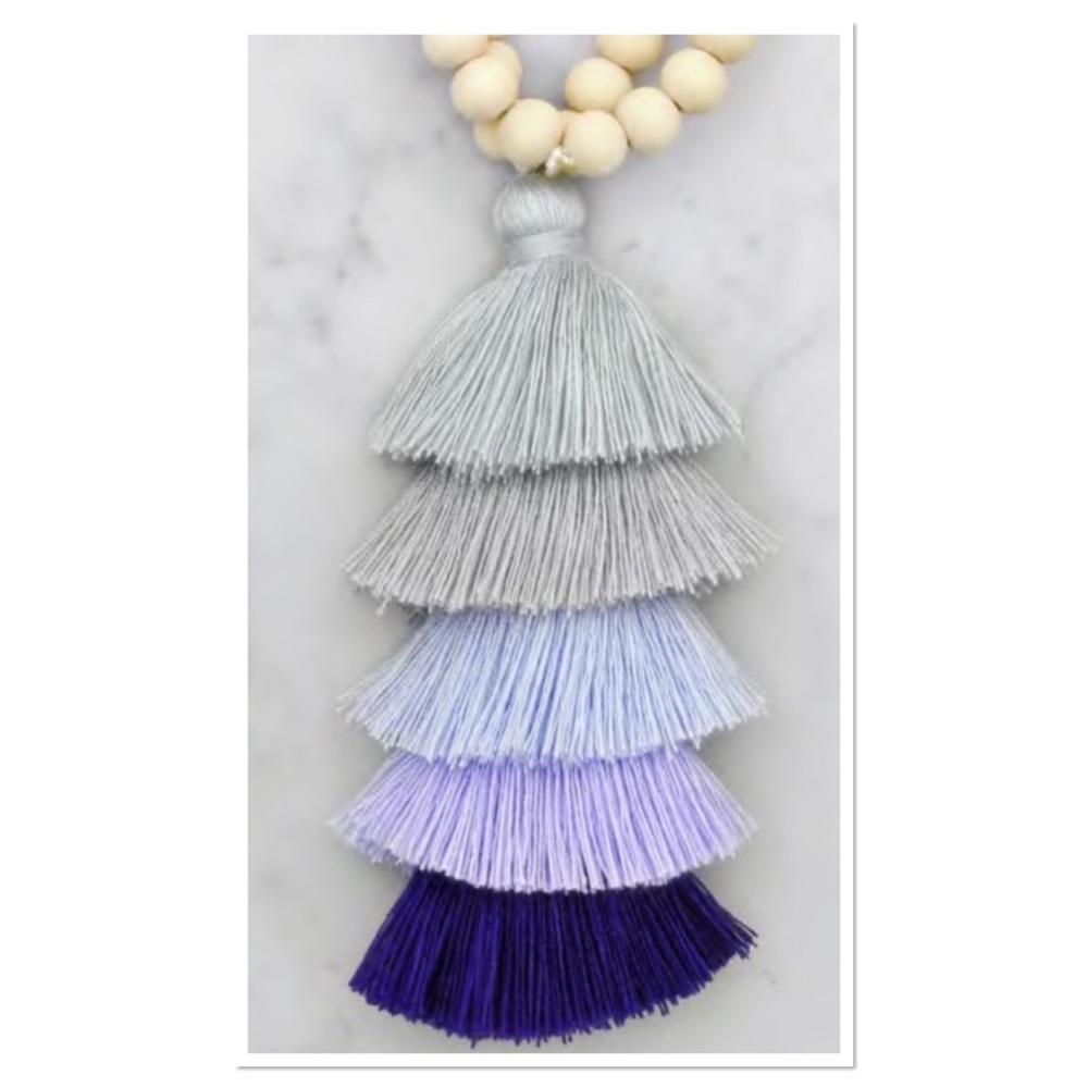 🚨CLOSET CLOSING🚨 Wooden Beaded Purple Tassel Necklace